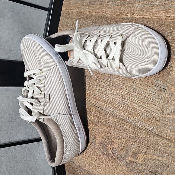 Keds Beige and White Lace-Up Sneakers Shoes Size 8 - Picture 3 of 7